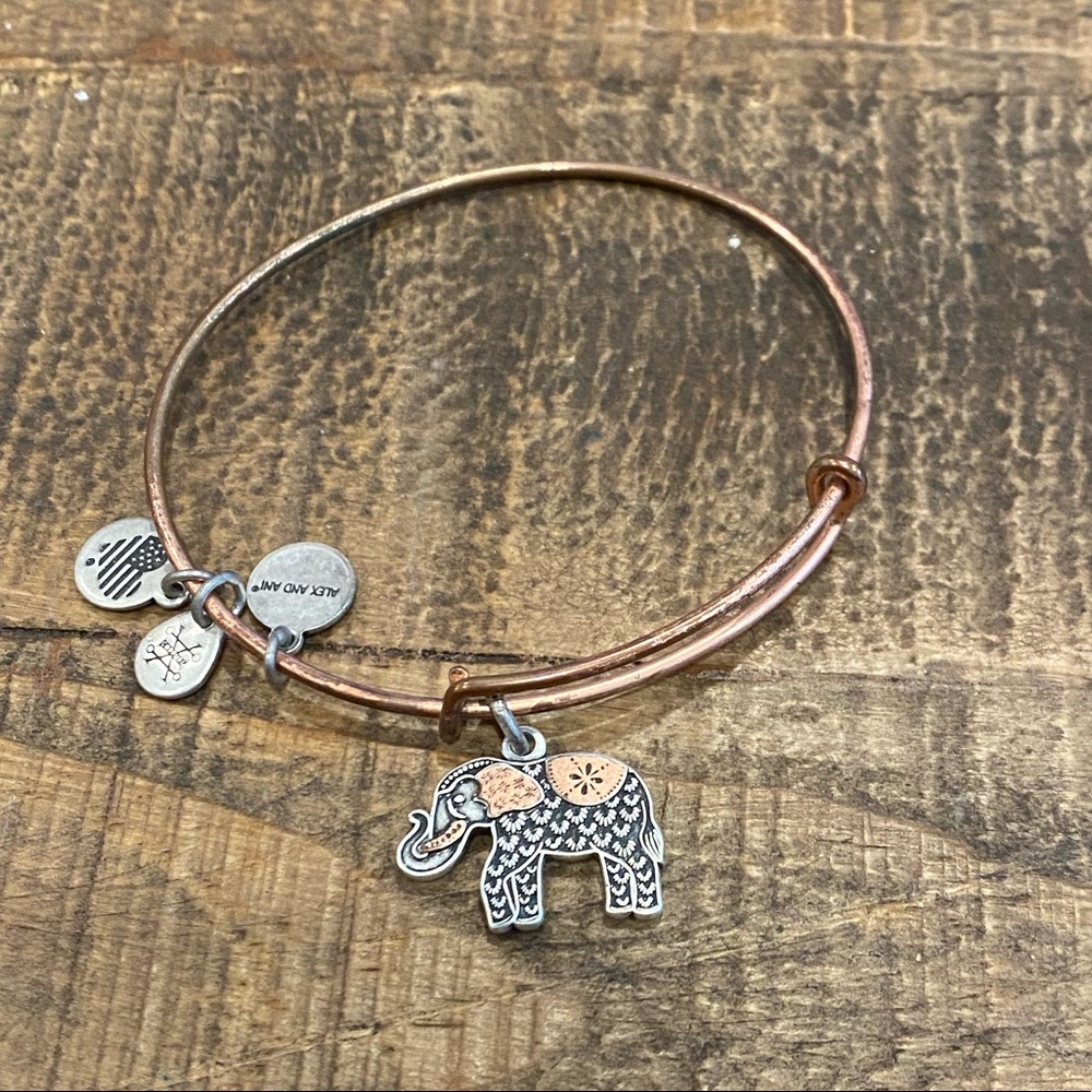 Previously worn - Alex and Ani - two tone elephant bracelet